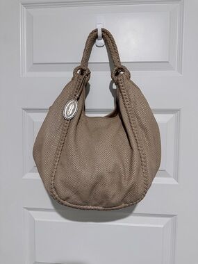 Elie Tahari Braided Hobo Shoulder Bag in Taupe Beige